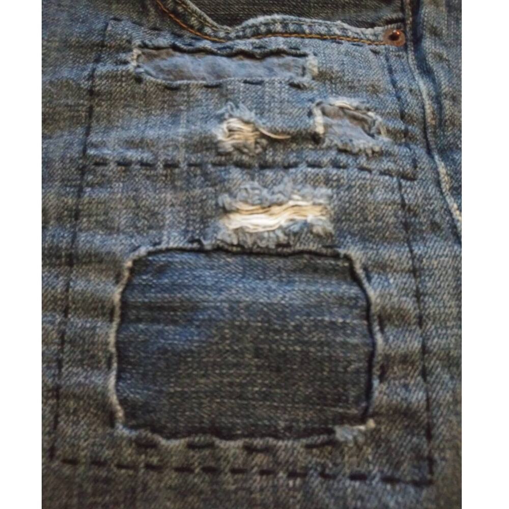 American Eagle Patchwork Medium Wash Cuffed Jean … - image 5